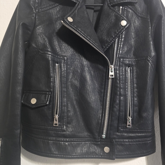 Topshop Black Leather Biker Jacket - Picture 11 of 11